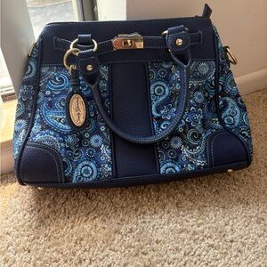 Stylish Blue Paisley Handbag